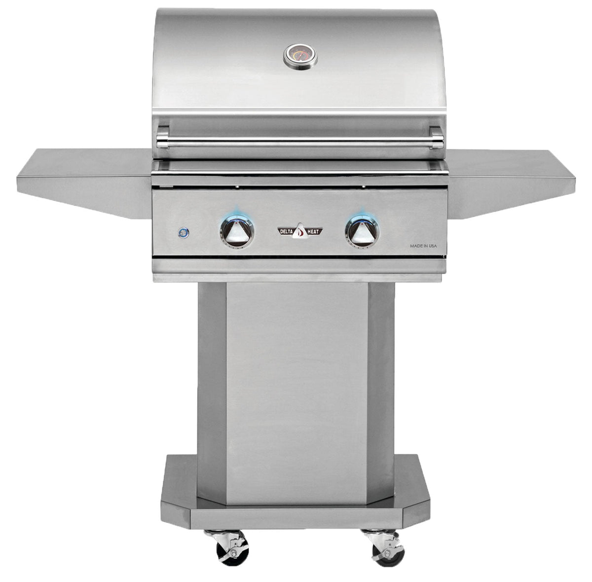 Delta Heat 26 Inch Natural Gas Grill on Cart with Interior Lights - DHPB26-C + DHBQ26G-DN
