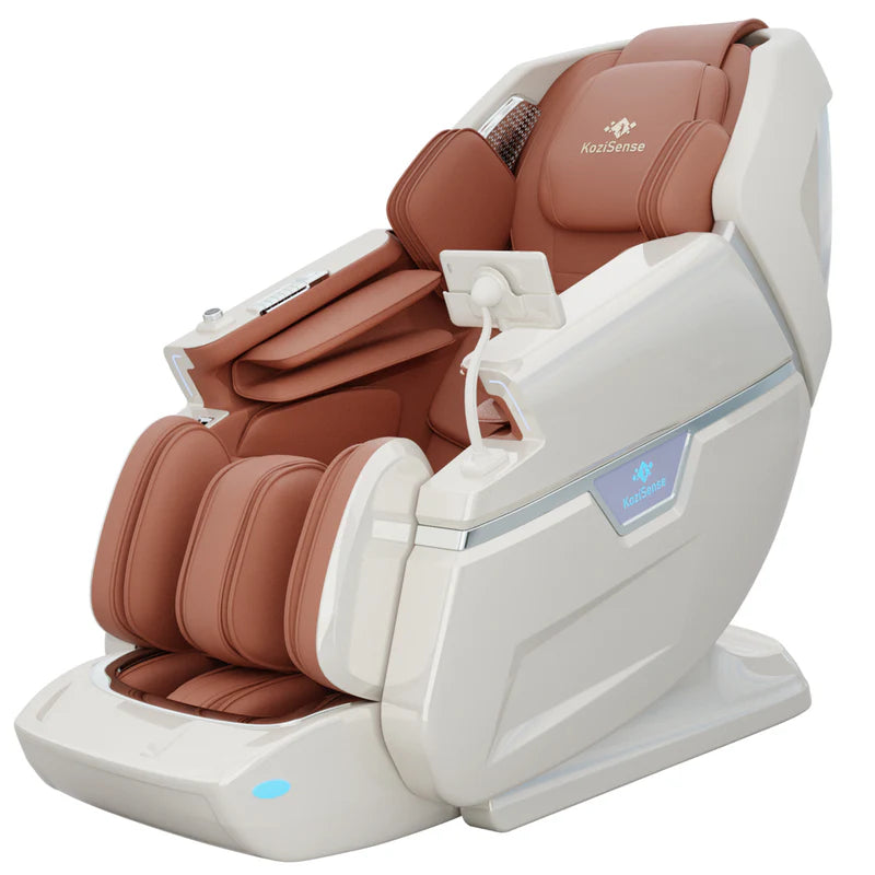 KoziSense KZL66 - Dual 3D + 4D Luxury Mechanism Massage Chair - White/Orange
