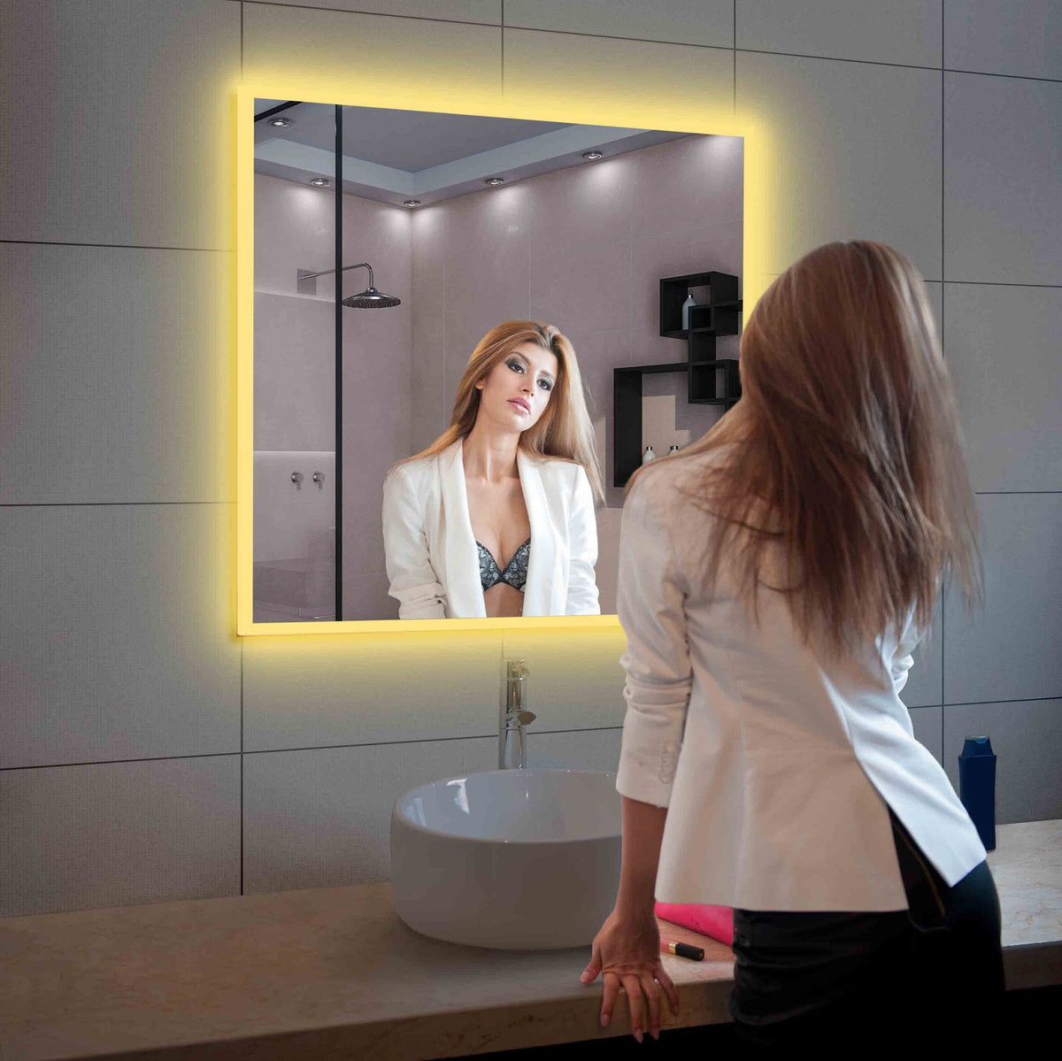 Blossom Beta 36″x36″ LED Mirror with Frosted Sides - LED M2 3636 - Backyard Provider