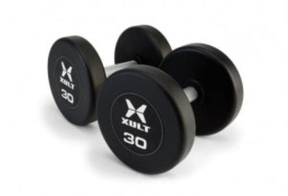 Johnson Health Tech XULT Urethane Hex Dumbbells - XULT Urethane Hex Dumbbell Pair, Black, 85 lb. - XT-085URE-HEX