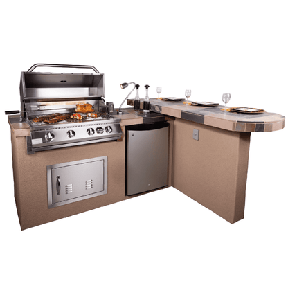 Kokomo Aspen BBQ Island with 4 Burner Built In BBQ Grill