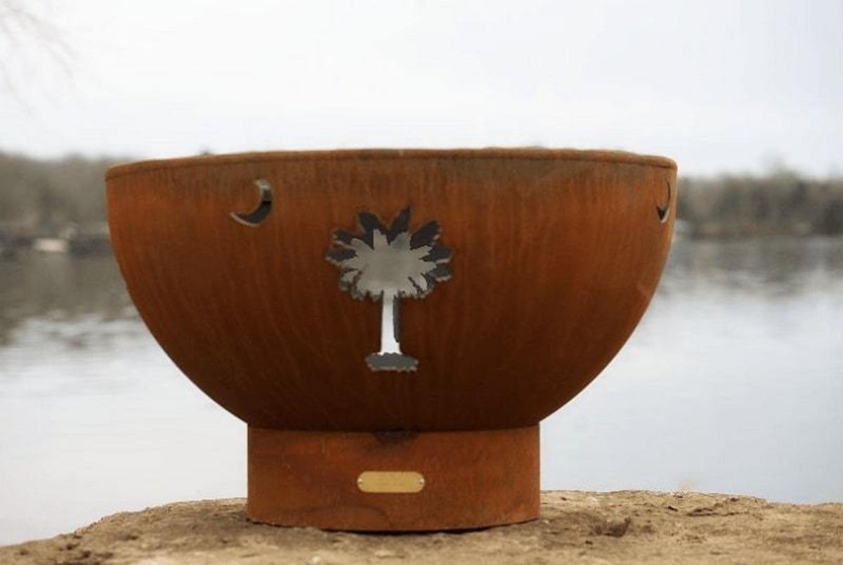 Patina Tropical Moon 36" Steel Fire Pit by Fire Pit Art - Tropical Moon 36"-FPA-MLS120-NG
