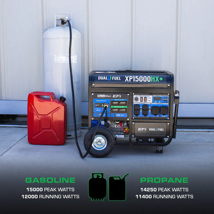 DuroMax XP15000HX+ 15,000-Watt 500cc EFI Electric Start Dual Fuel Portable Generator