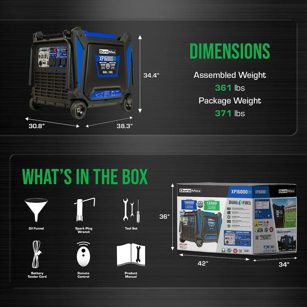 DuroMax 16,000 Watt V-Twin Dual Fuel Portable Digital Inverter Generator