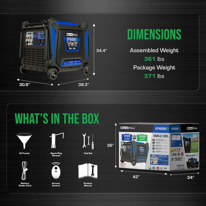 DuroMax 16,000 Watt V-Twin Dual Fuel Portable Digital Inverter Generator
