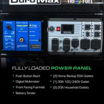 DuroMax 17,500 Watt Tri Fuel Portable Generator w/ CO Alert