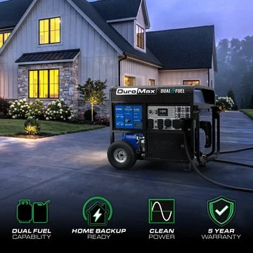DuroMax 17,500 Watt Dual Fuel Portable  Generator w/ CO Alert