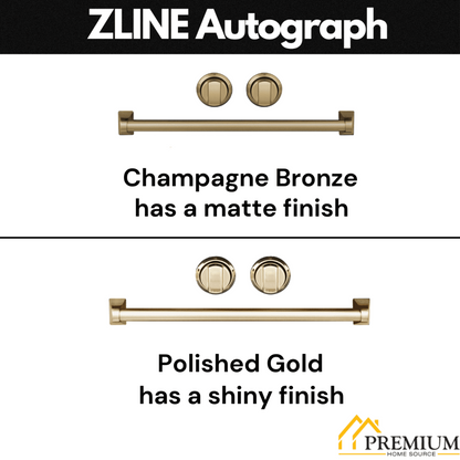 ZLINE 36 In. Autograph French Door Refrigerator with Water and Ice Dispenser in Fingerprint Resistant Stainless Steel with Gold Accents, RFMZ-W-36-G