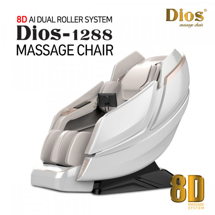 Kahuna Dios 1288 Massage Chair - 8D AI Dual Air Tech Touch Roller SL-track -  White