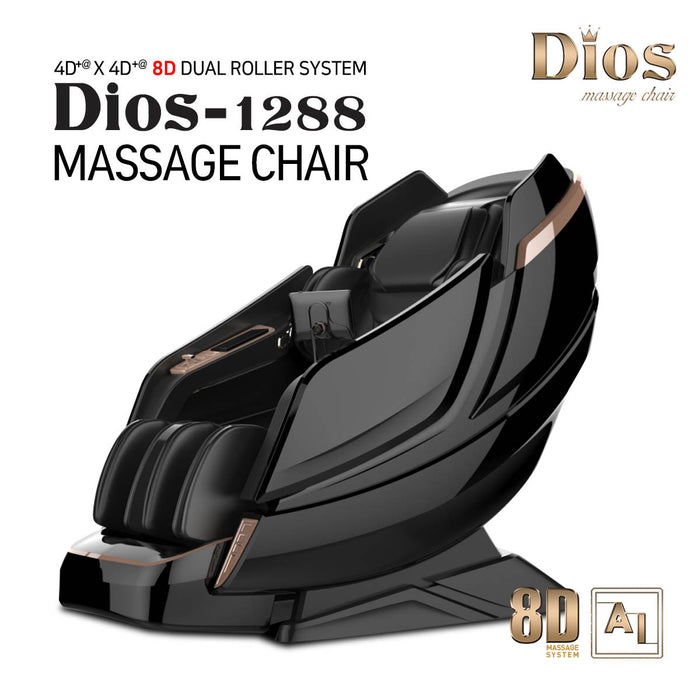 Kahuna Dios 1288 Massage Chair 8D AI Dual Air Tech Roller SL-track -  Black