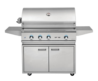 Delta Heat 38 Inch Natural Gas Grill on Cart with Interior Lights & Rotisserie - DHGB38-C + DHBQ38R-DN