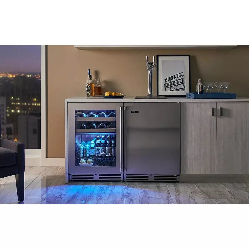 Perlick 24" Beverage Center Stainless Steel Glass Door, Sottile Sh.Depth (18"), 3.1 Cu. Ft. Capacity - HH24BS-4-3