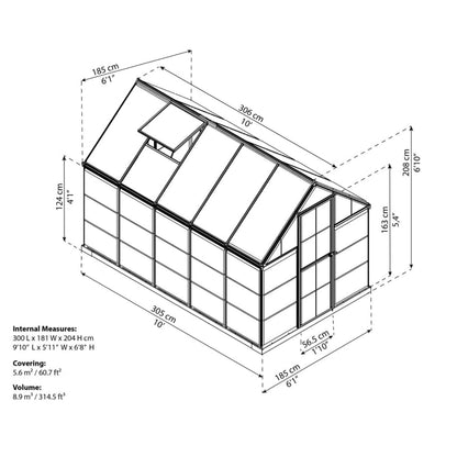 Palram - Hybrid 6' x 10' Greenhouse - Green - HG5510G