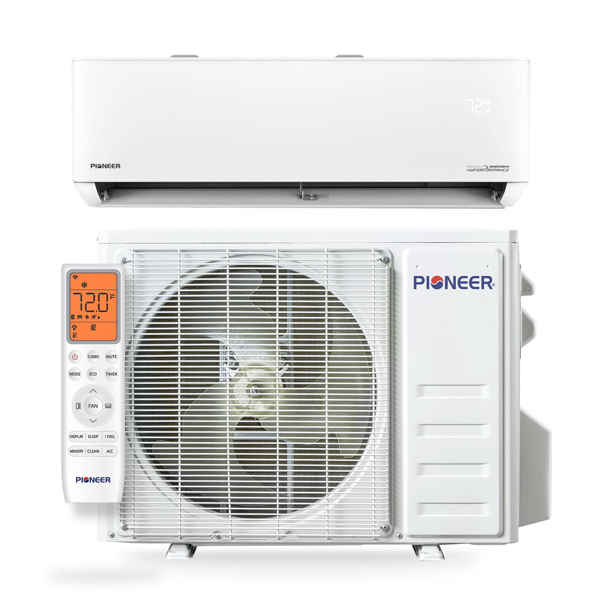 Pioneer Quantum Hyperformance 24,000 BTU 22.5 SEER2 230V High-Wall Ductless Energy-Star Mini-Split Air Conditioner Inverter Hyper Heat Pump Full Set - WYT024GLSI25RH-10S