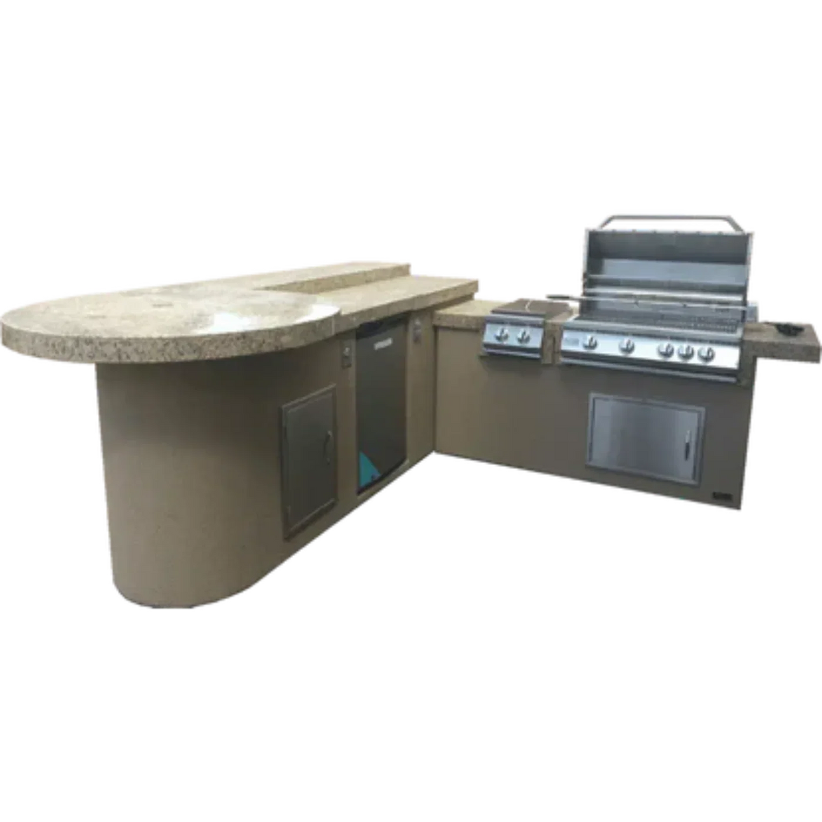 Kokomo Aruba BBQ Island with Built In BBQ Grill Side Burner and Refrigerator - ARUBA