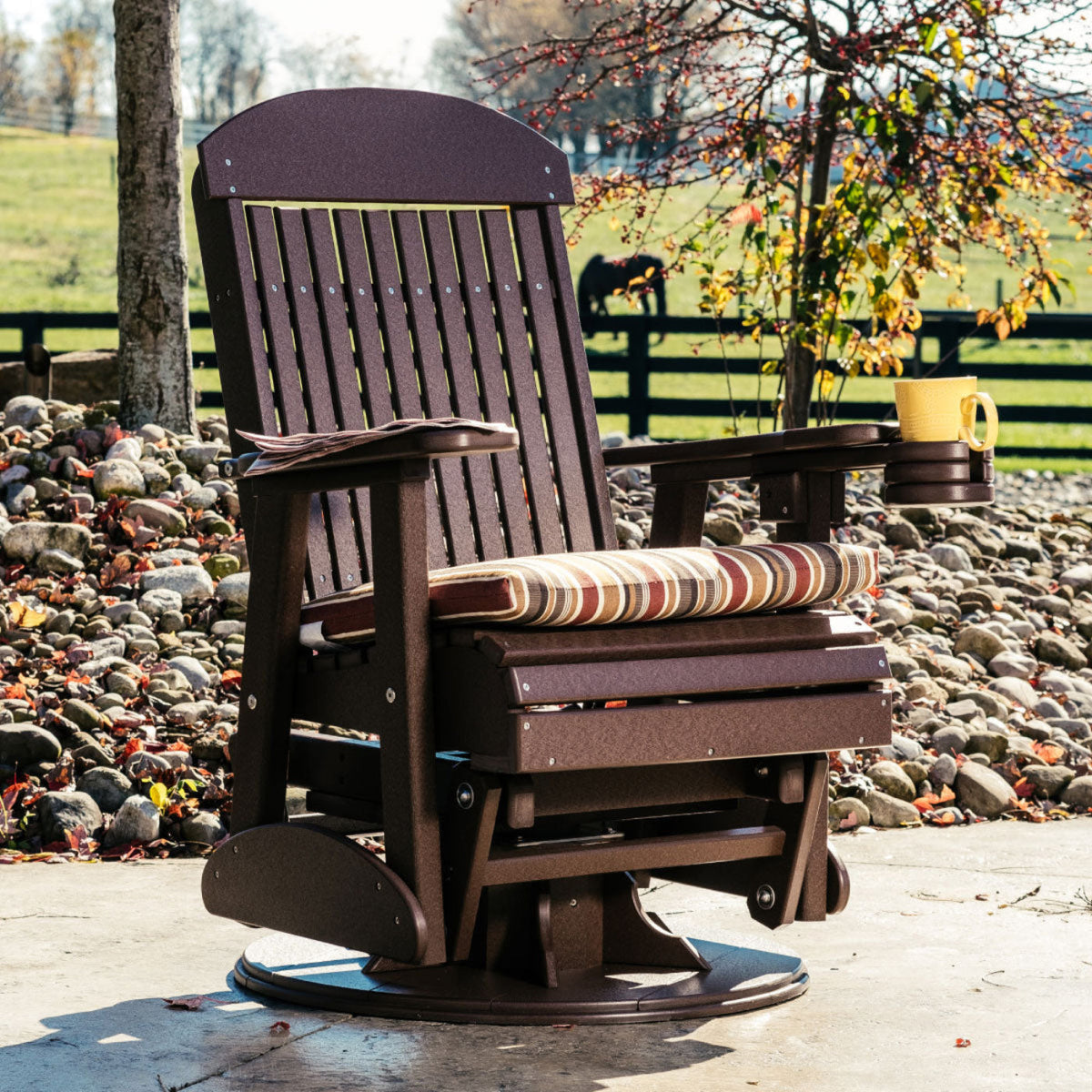 LuxCraft 2' Classic Highback Poly Swivel Glider Chair - 2SCPGBK