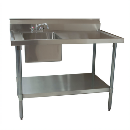 BK Resources BKMPT-3072G-L-P-G Stainless Steel Prep Tables - BKMPT-3072G-L-P-G