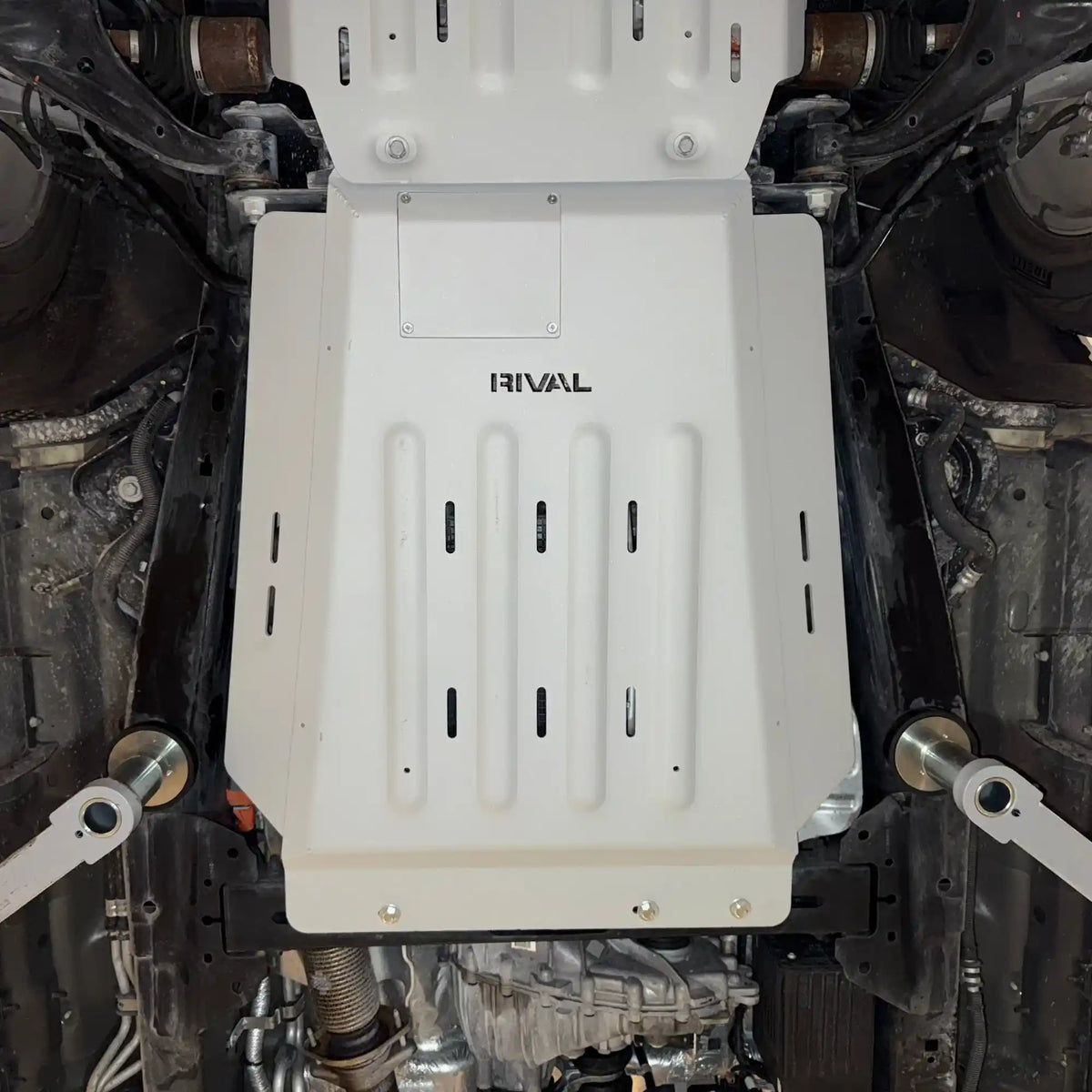 RIVAL Aluminum Transmission Catalytic Converter Skid Plate For Ford F-150 PowerBoost Only - 2333.1811.1.6