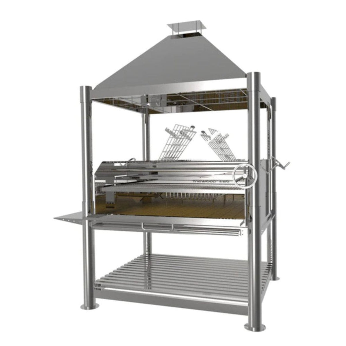 Tagwood BBQ22SS Argentine Wood Fire &amp; Charcoal Freestanding Grill - BBQ22SS