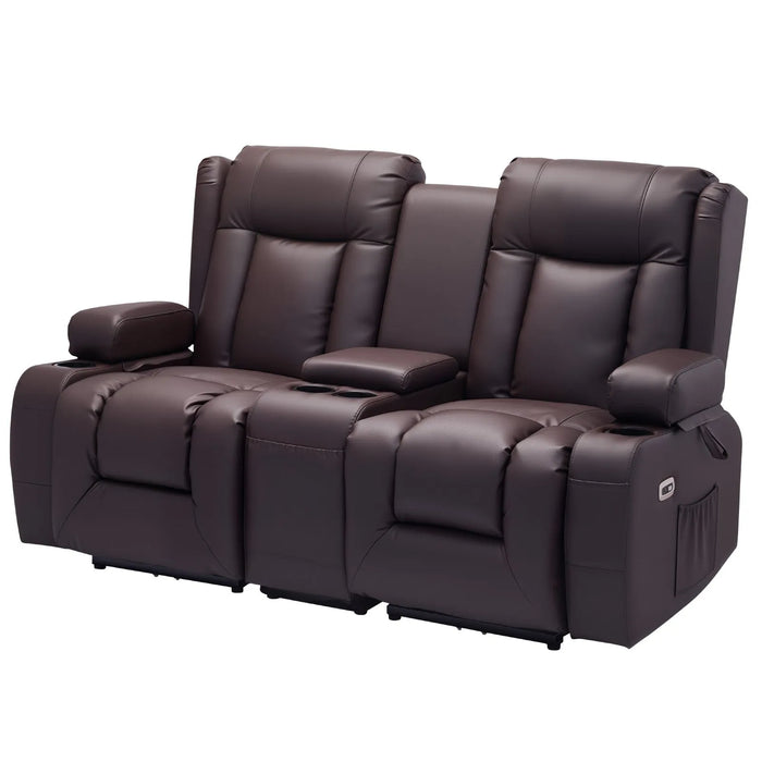 VEVOR Loveseat Double Recliner Sofa, Power Reclining Massage Sofa with Heat