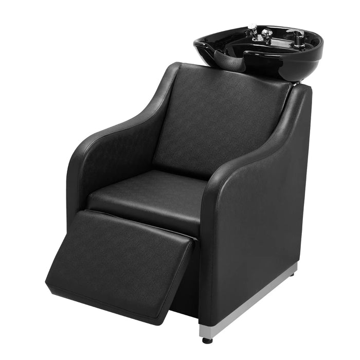 VEVOR Adjustable Electric Barbershop Spa Hair Wash Chair with Ceramic Bowl - Black