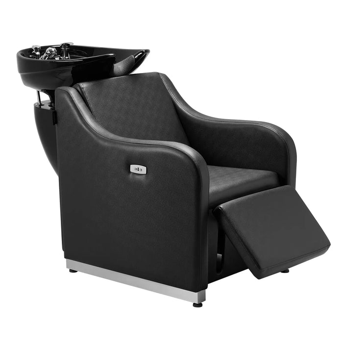 VEVOR Adjustable Electric Barbershop Spa Hair Wash Chair with Ceramic Bowl - Black