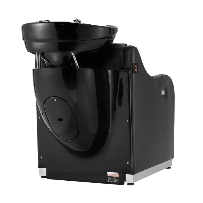 VEVOR Adjustable Electric Barbershop Spa Hair Wash Chair with Ceramic Bowl - Black