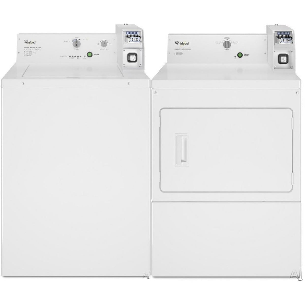 Whirlpool 27 Inch Top Load Commercial Washer & Whirlpool 27 Inch Top Load Commercial Gas Dryer - CAE2745FQ